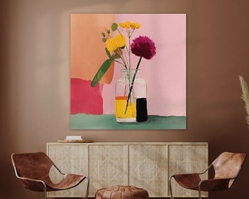 Colourful still life with flowers