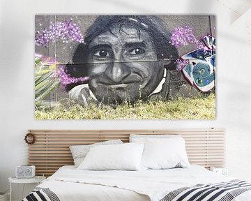 urban wall art portret – moderne wanddecoratie in zwart en paars van littletreasureshouse