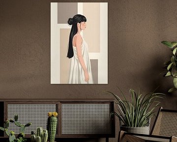 Japandi Elegance: Woman in Soft Light by Media Jeka