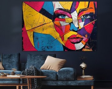 Pop art vrouwengezicht - Portret met een krachtige blik van Mel Digital Art