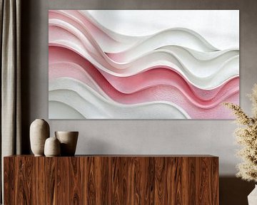Vormen en golven modern roze-wit van TheXclusive Art
