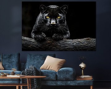 Zwarte panter op boomstam van Art & Soul Creations