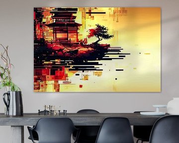 Pagoda and tree in sunset by Art & Soul Creations