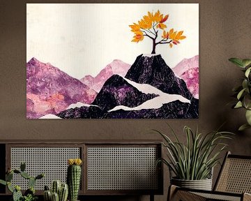 Abstracte boom op bergtop van Art & Soul Creations