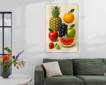 Composition vibrante de fruits tropicaux - Art alimentaire réaliste en haute résolution
