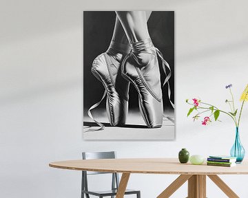 Pointe shoes close up in black and white by Mieke Vos
