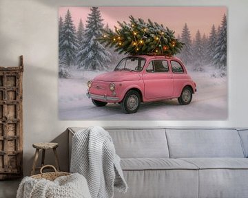 Vintage Fiat met Kerstboom van But First Framing