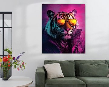Tijger Zonnebril | Tijger met Zonnebril en Jas van OMG Art