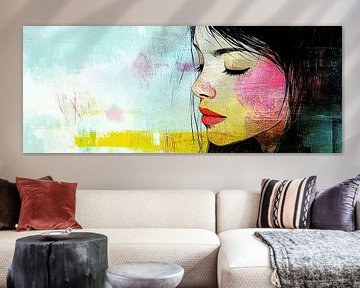 Vrouw met Gevoel | Dromerige Vrouw Abstract van Kunst Kriebels