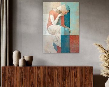Vrouwenportret | Contemplation in Pastel Hues van De Mooiste Kunst