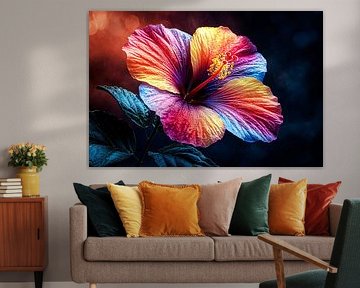 Kleurrijke hibiscus bloem kunstwerk