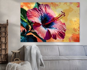 Hibiscus tegen kleurrijke achtergrond van Imperial Art House