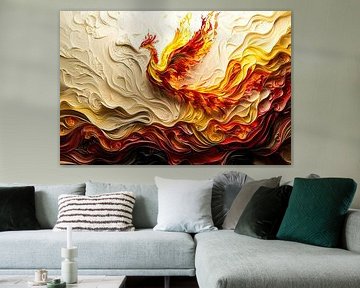 Colourful phoenix in fiery motion by Imperial Art House