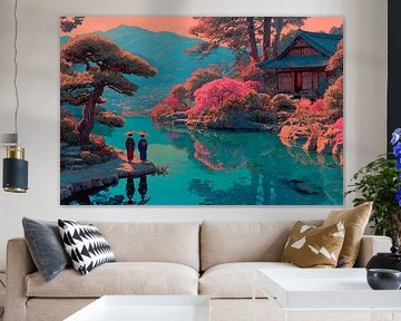 Japon pittoresque geisha's dans le jardin sur Egon Zitter