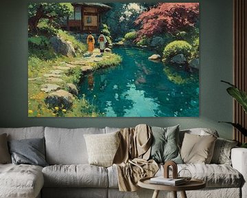 picturesque Japan geisha's in garden by Egon Zitter