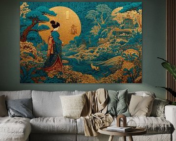 malerisches Japan Geisha im Garten von Egon Zitter