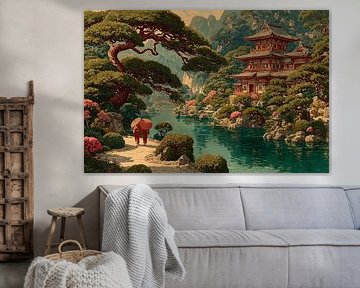 malerisches Japan Geisha im Garten von Egon Zitter