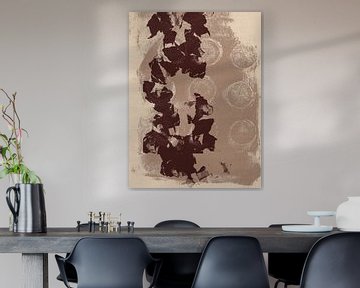 Abstracte vormen en lijnen in wit, beige, bruin van Abstract Minimalist Art