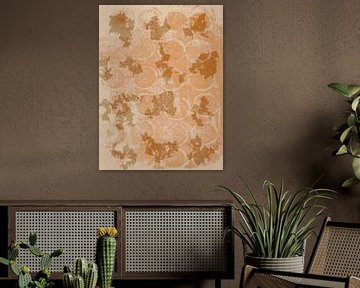 Abstracte kunst in warm okergeel en wit van Abstract Minimalist Art