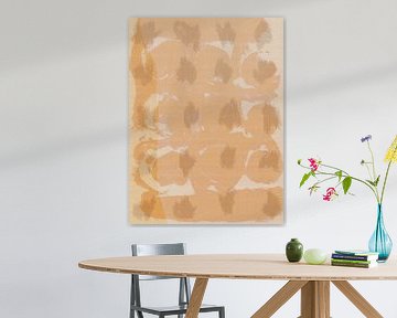 Abstracte vormen en lijnen in botergeel en wit van Abstract Minimalist Art