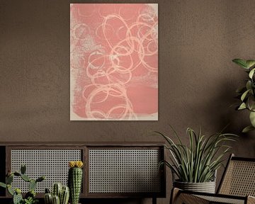 Abstracte kunst in pastelkleuren. Roze en wit van Abstract Minimalist Art