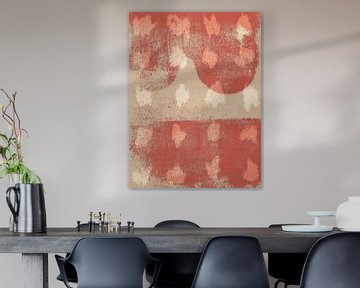 Abstracte vormen en lijnen in rood en wit van Abstract Minimalist Art