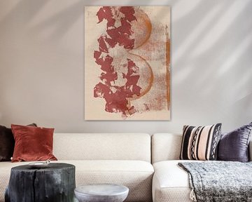 Abstracte organische vormen in terracotta en wit. van Abstract Minimalist Art