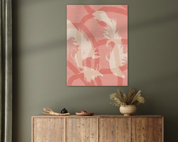 Abstracte kunst in pastelkleuren. Wit en roze van Abstract Minimalist Art