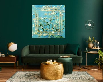 Almond blossoms by Vincent Van Gogh classic and modern with gold by True Nature Art