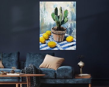 Vintage cactus and lemons