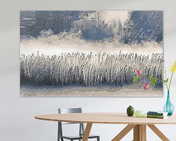 Brouillard matinal sur Reedgrass mixed media sur Werner Lehmann