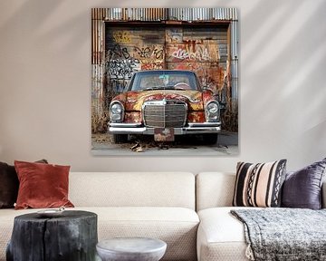 Graffiti Mercedes Benz oldtimer gesloten roestige achtergrond van gm_designs