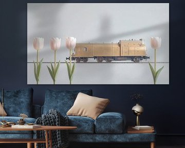 Train and white tulips... by Ans Bastiaanssen