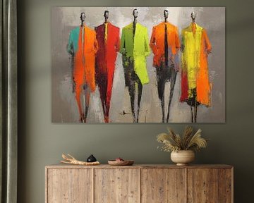 Kleurrijke figuren | Fashion Forward: A Colorful Lineup van ARTEO Schilderijen