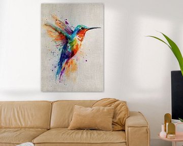 Vrolijke Vleugels van een Kolibrie van Abstract Schilderij