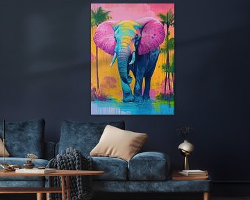 Tuin Kleurige Olifant van Abstract Schilderij