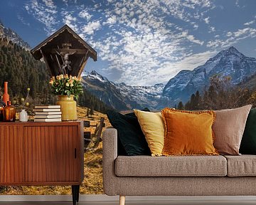 Marterl im Lüsenstal mit Lüsener Fernerkogel (3.299 m)