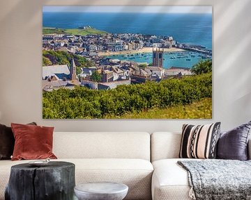 Blick auf Altstadt und Hafen von St. Ives, Cornwall
