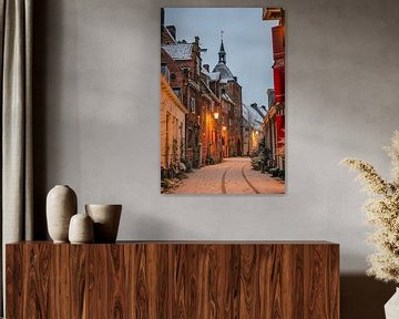 Besneeuwde muurhuizen van Amersfoort van Neşe van de Wiel