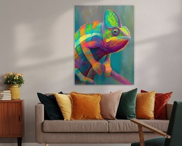 Kameleon Kleur van Abstract Schilderij