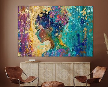 Vrouw | Vrouw Met Gouden Achtergrond van Kunst Kriebels