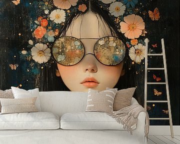 Flower Woman | Women Portrait by Eye catching paintings