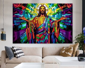 Kleurrijk glas-in-lood van Jezus van Art & Soul Creations