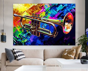 Kleurrijke trompet in moderne stijl van Art & Soul Creations