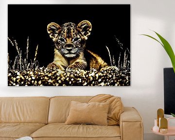 Golden lion cub wall decoration