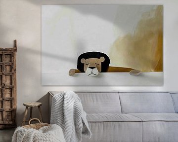 Minimalist sleeping lion decoration