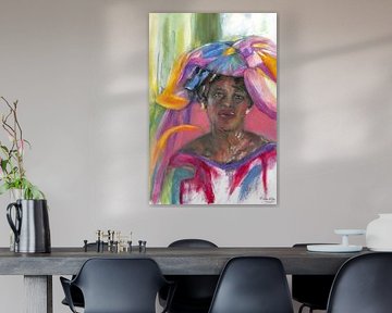Femme africaine avec son foulard coloré