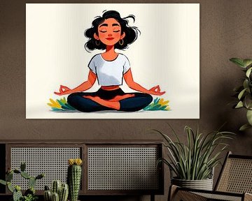 Femme en méditation | Femme paisible en mouvement sur OMG Art