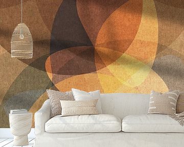 Modern abstract organic shapes in gold, brown, taupe I by Dina Dankers