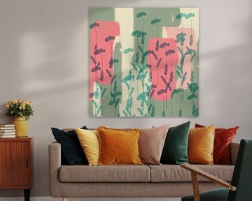 Moderne botanische kunst. Klaprozen in pastelkleuren van Dina Dankers